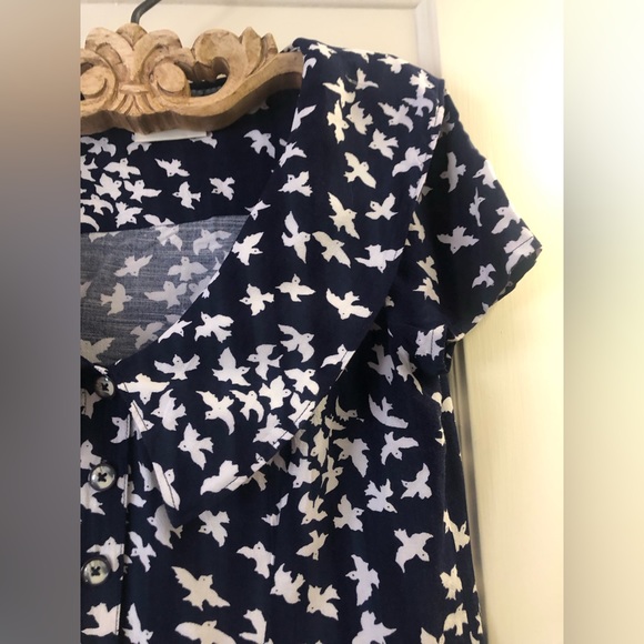 Anthropologie Maeve Flutter Neck Sparrow Shirt - Picture 3 of 11